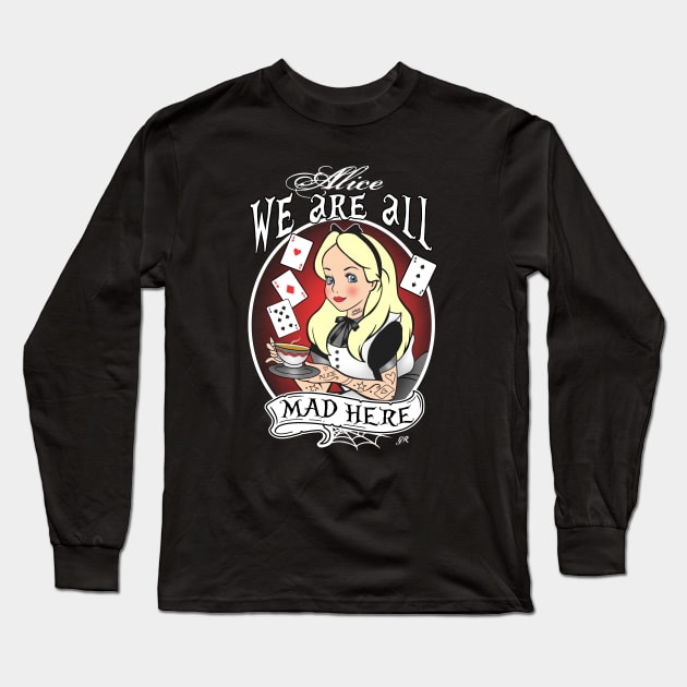 Tattoo Alice In Wonderland Long Sleeve T-Shirt by Gothic Rose